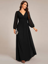 Elegant Chiffon Pleated A-Line Formal Dress with Long Sleeves